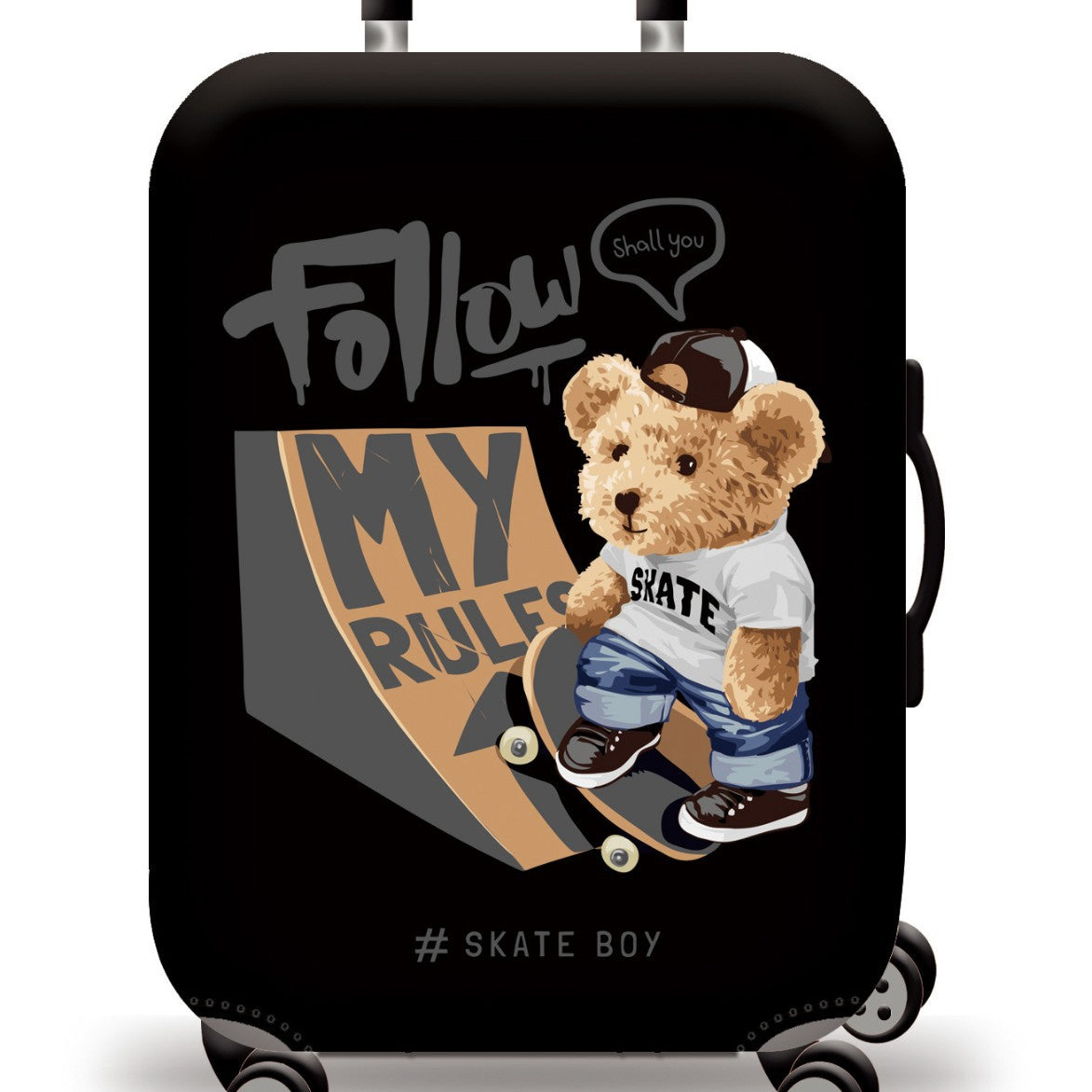 Unisex nan Kinder Trolley Koffer mit niedlichem Teddybär-Design, Hartschale, Teleskopgriff und vier lenkbaren Rollen Brehn