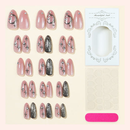 Kunstnagelset mit funkelnden Sternen- und Mondmotiven Brehn