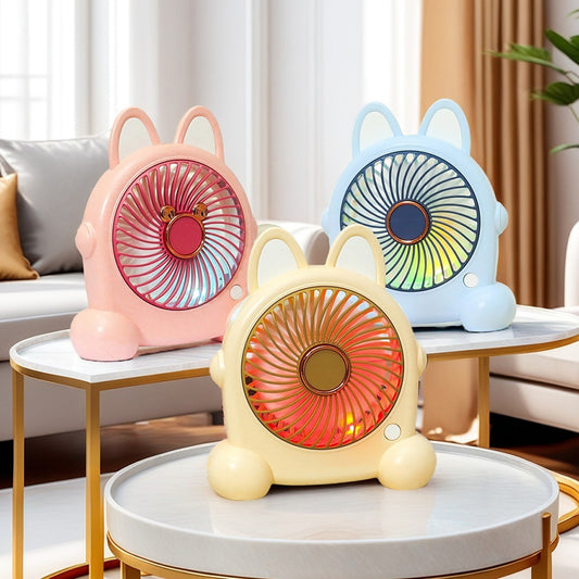 Unisex nan tragbarer Tischventilator im niedlichen Tierdesign mit USB-Anschluss und wiederaufladbarem Akku Brehn