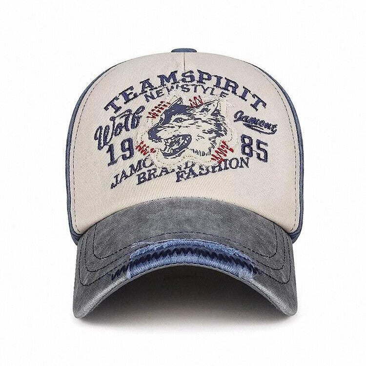 Herren Vintage-inspirierte Wolf Grafik Baseballmütze Brehn