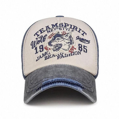Herren Vintage-inspirierte Wolf Grafik Baseballmütze Brehn
