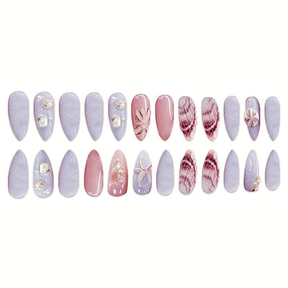 Shell-Decorated Press-On Nail Art Brehn