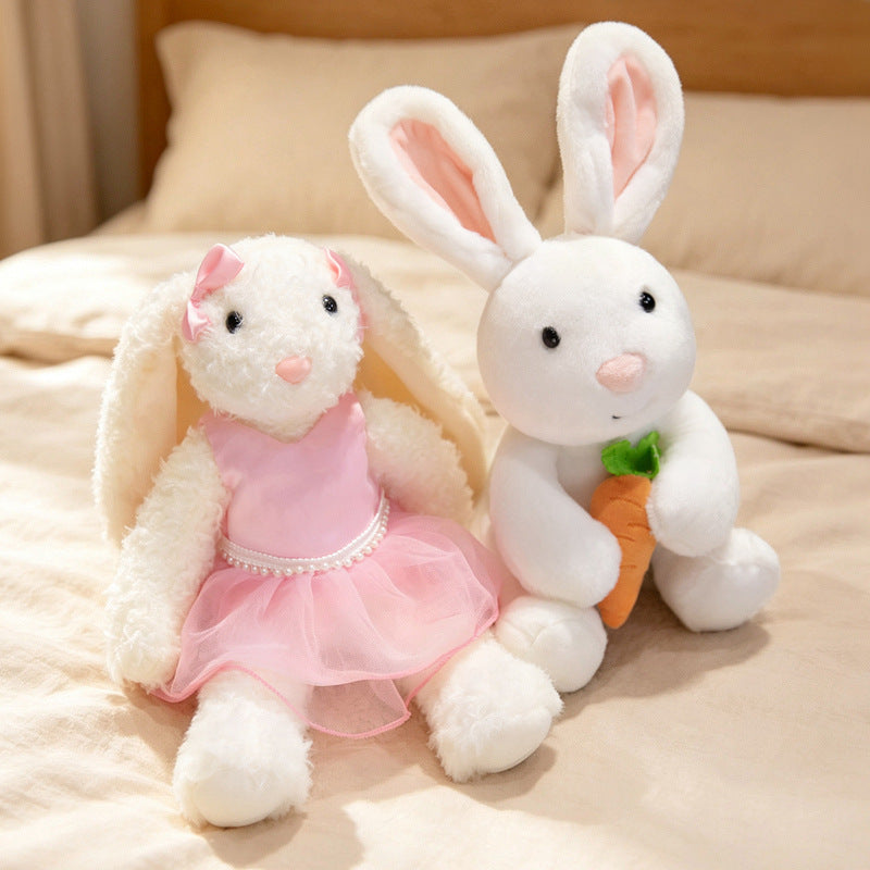 Plüsch Blumenfutter Ohr Bunny Plüschspielzeug mit besticktem Gesicht und lockigem Kunstpelz Brehn