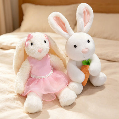 Plüsch Blumenfutter Ohr Bunny Plüschspielzeug mit besticktem Gesicht und lockigem Kunstpelz Brehn