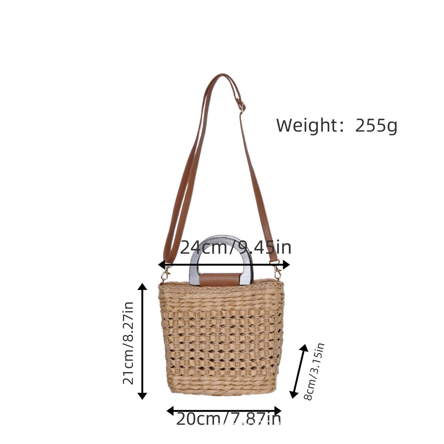 Handtasche Aus Geflochtenem Naturmaterial mit Komfortabler Schultertragevorrichtung Brehn