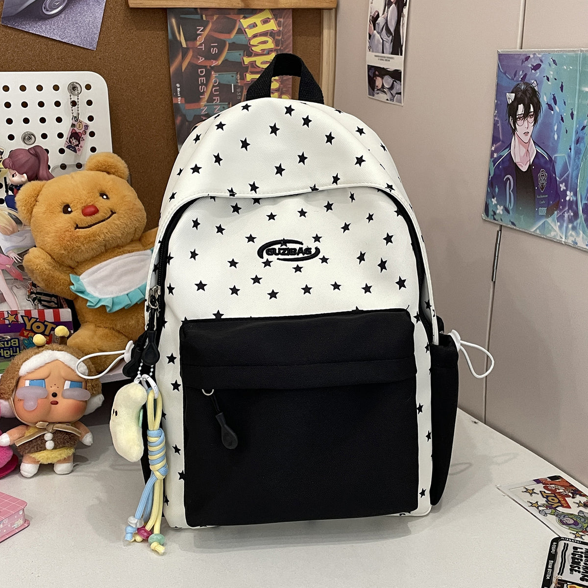Stylische bedruckte Rucksack mit lustigen Charakterakzenten Brehn