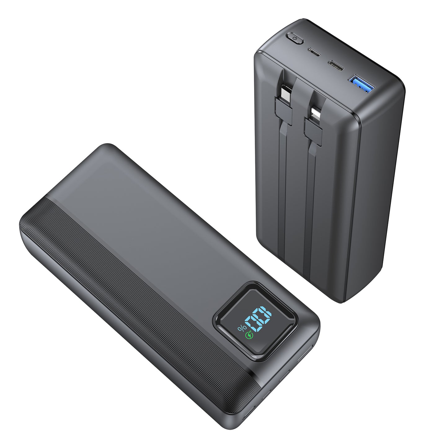 Powerbank mit Integrierten Ladekabeln und Digitaler Anzeige Brehn