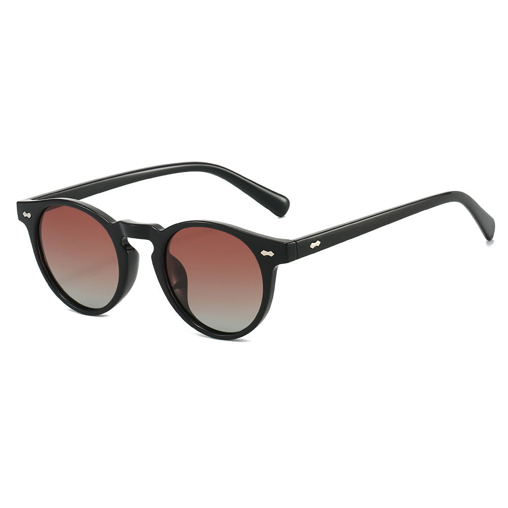 Damen Vintage Sonnenbrille mit runden Gläsern und transparentem Rahmen Brehn