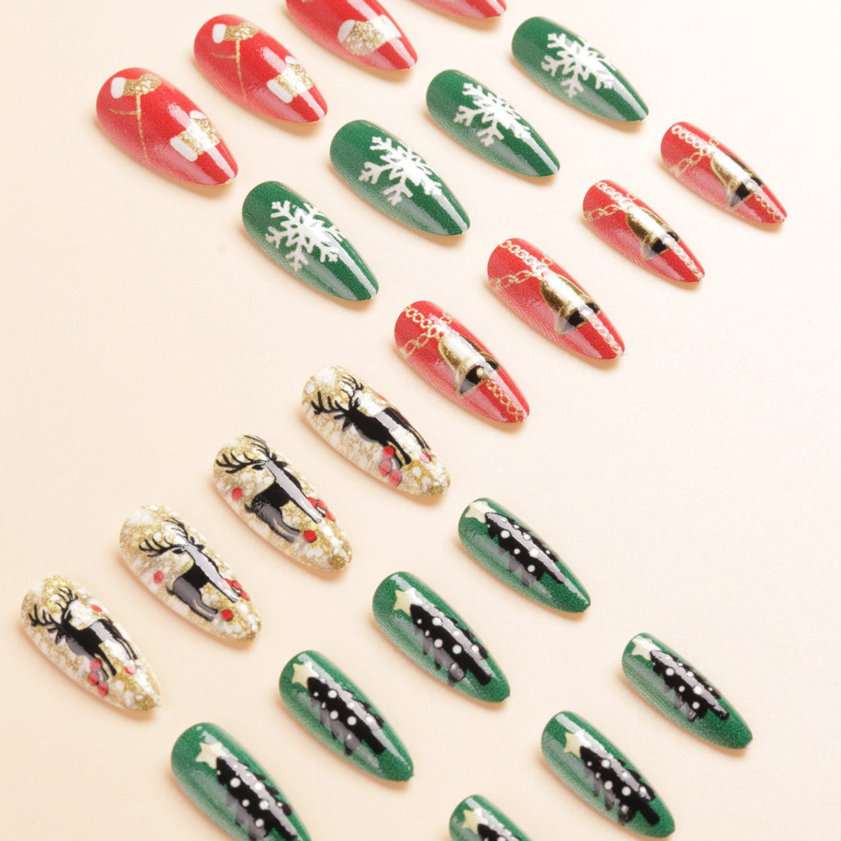 Festliche thematische Press-On Nagelkunst Brehn