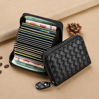 Woven Leather Reißverschlussgeldbörse