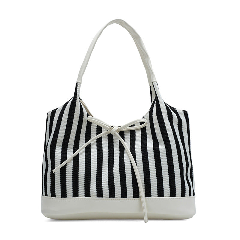 Gestreifte Freizeit-Shopper-Tasche