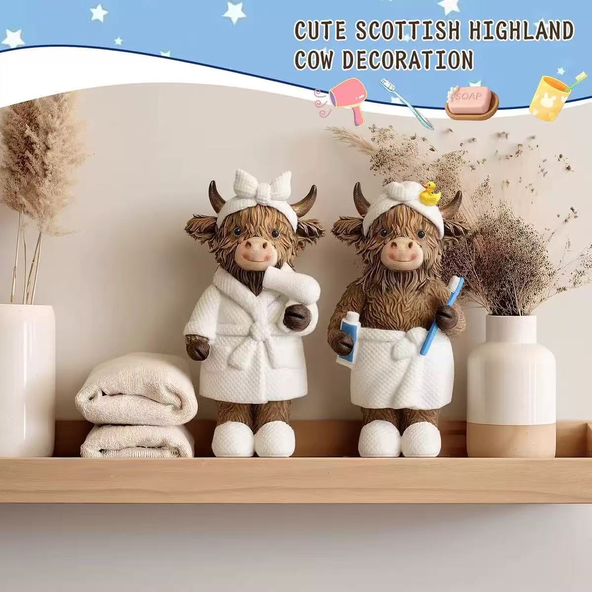 Lustige Highlandrind Badezimmerfigur Brehn