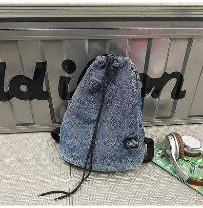 Legere Kordelzug Denim Schulrucksack
