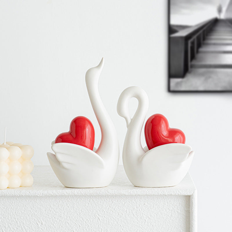 Elegante und romantische Schwäne Dekorationsfigur Brehn