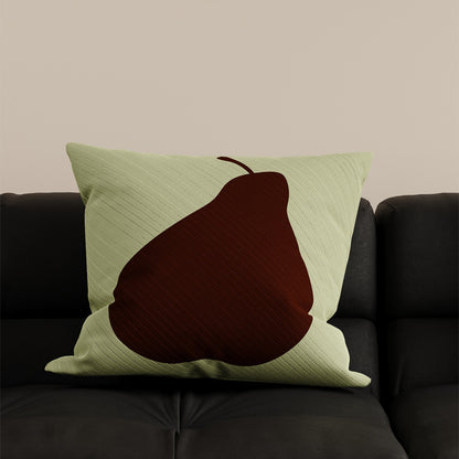 Decorative Square Cushion Cover with Minimalist Pear Silhouette and Textured Knit Fabric