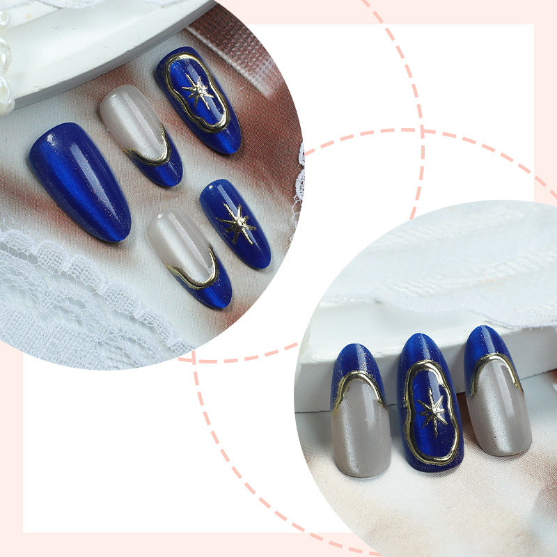 Künstlerisches Press-On Nagelset mit eleganten Stern Designs Brehn