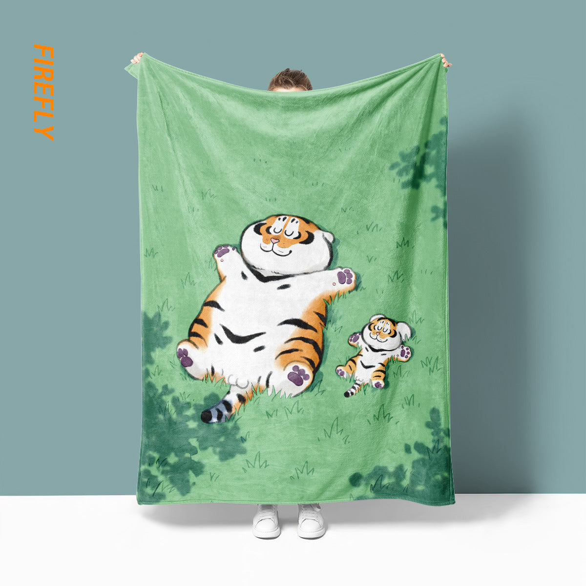 Weiches Plüsch-Wurfdecke mit Cartoon-Tiger-Thema