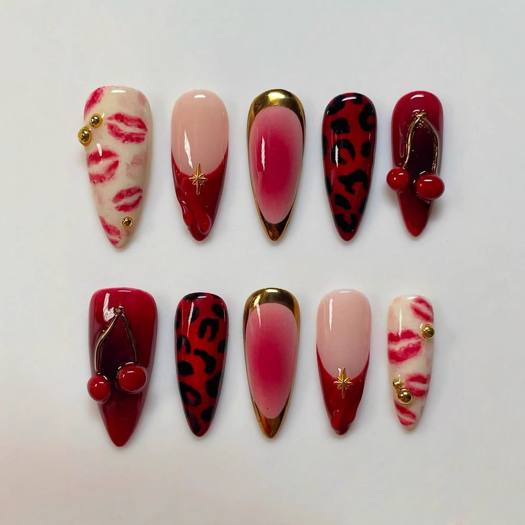 Künstlerisches Kuss-Themen Press-On Nagelkunst Brehn