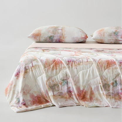 Florales Druck Wende-Bettüberwurf-Set