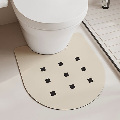 Non-Slip Memory Foam Bathroom Rug Set with Geometric Square Cutout Pattern