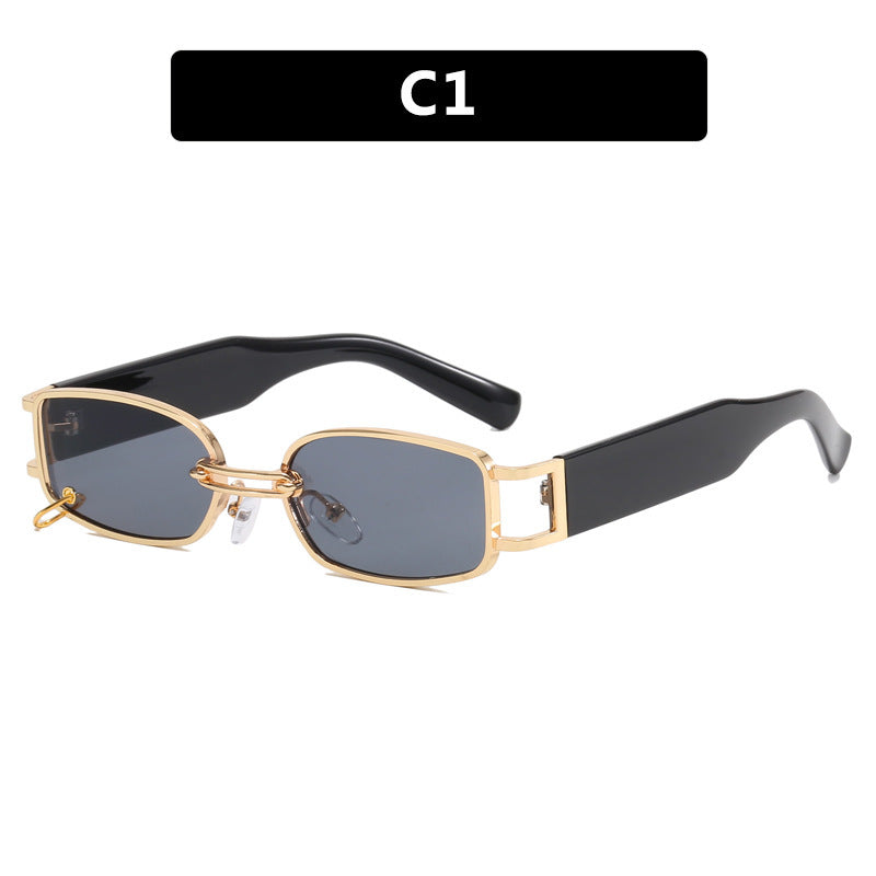 Damen Sonnenbrille im luxuriösen rechteckigen Design mit goldenen Akzenten Brehn