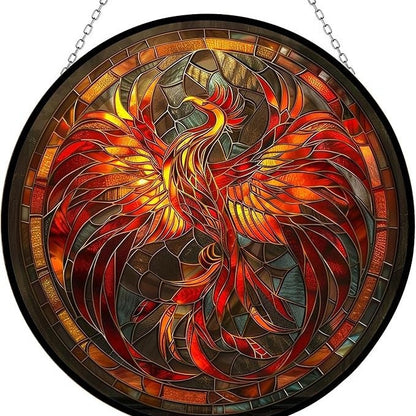 Buntglas Phönix Wandkunst Brehn