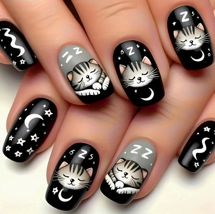 Verspielt Kätzchen-Themen Nagelkunst Brehn