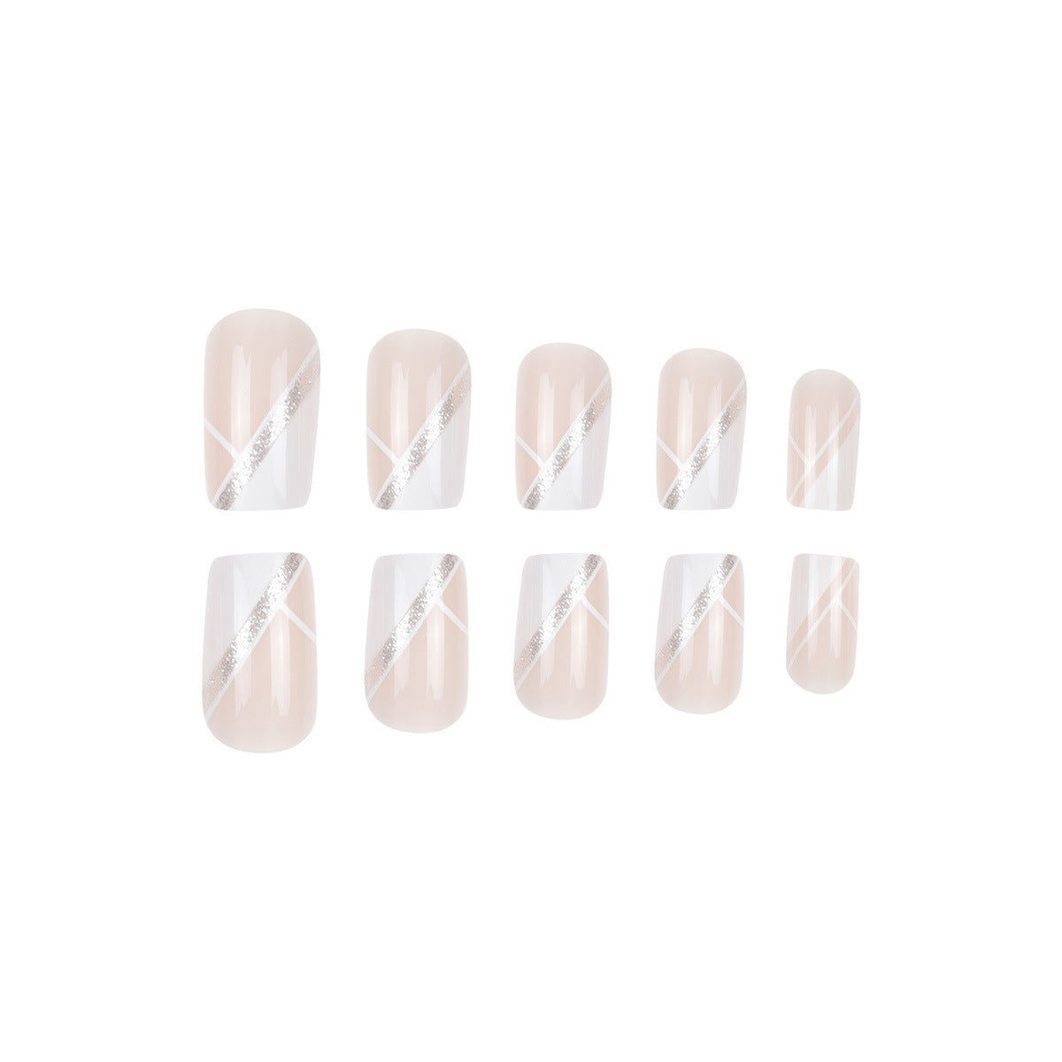 Elegante French Tip Aufklebenägel mit funkelnden Akzenten Brehn