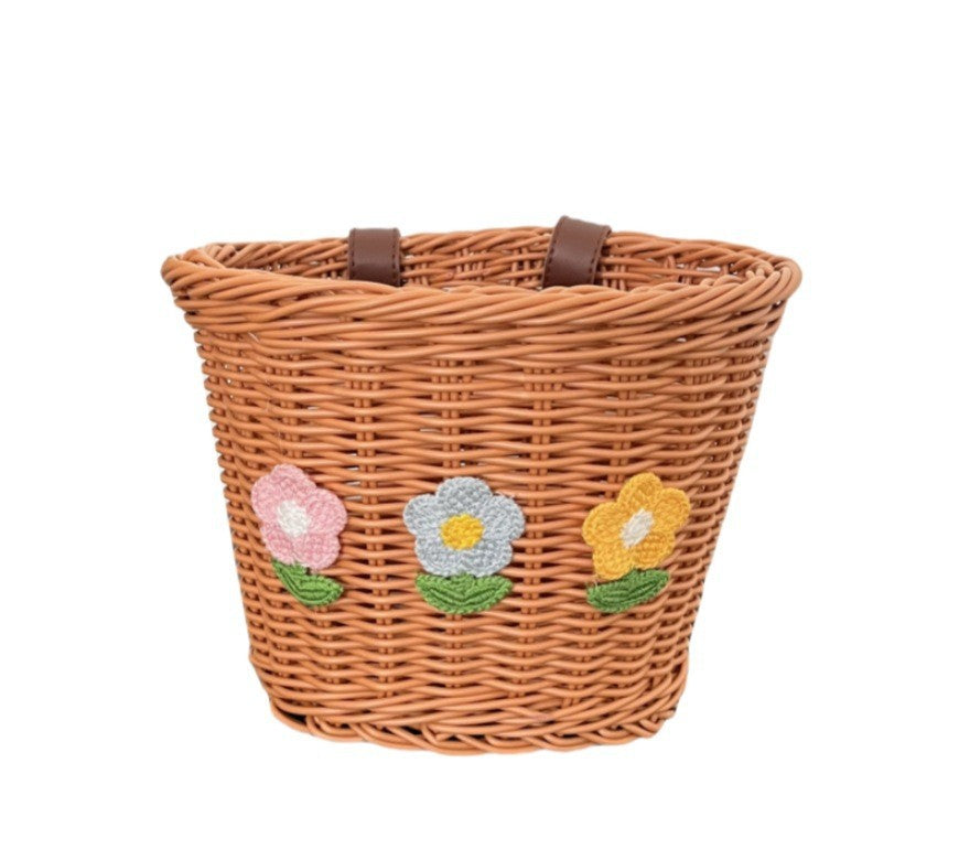 Blumengestickter geflochtener Aufbewahrungskorb Brehn