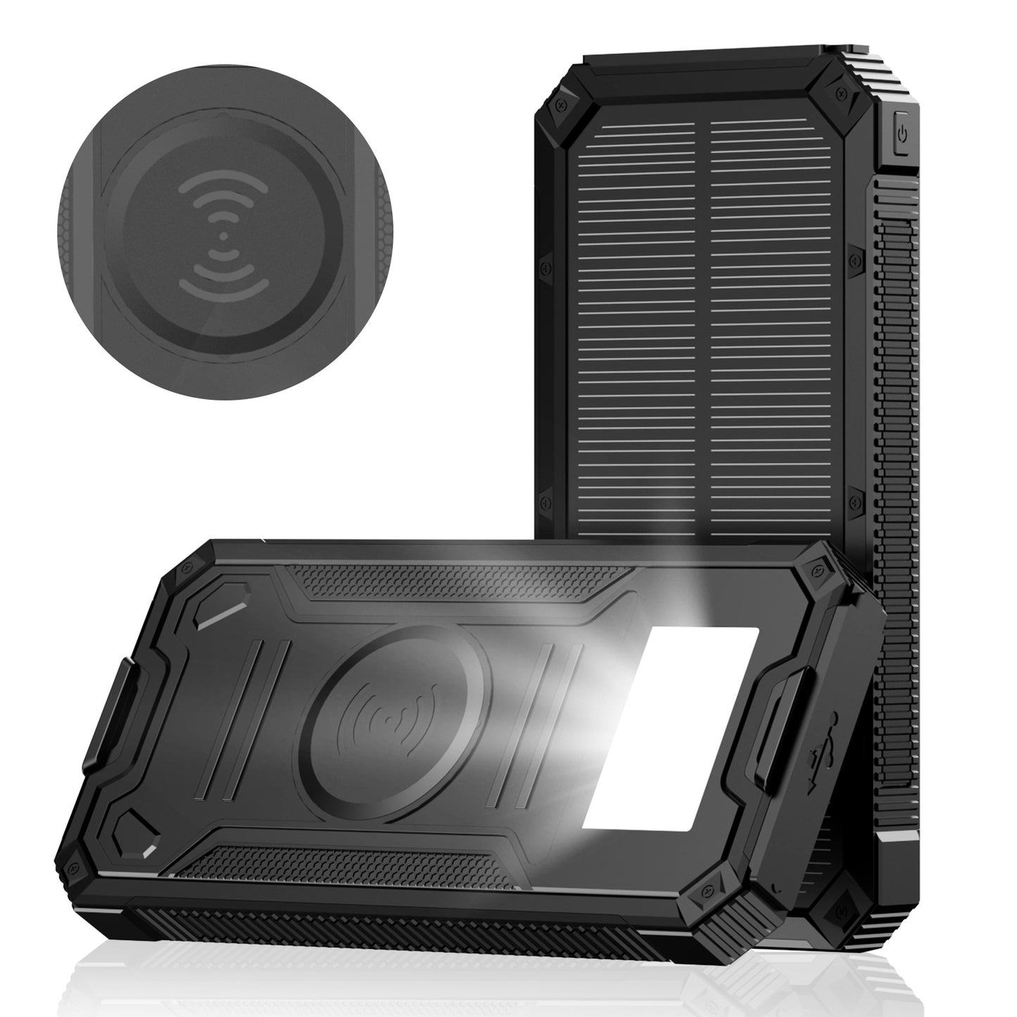 Tragbare Solar-Powerbank mit Schnellladefunktion und Kabellosem Ladeadapter Brehn