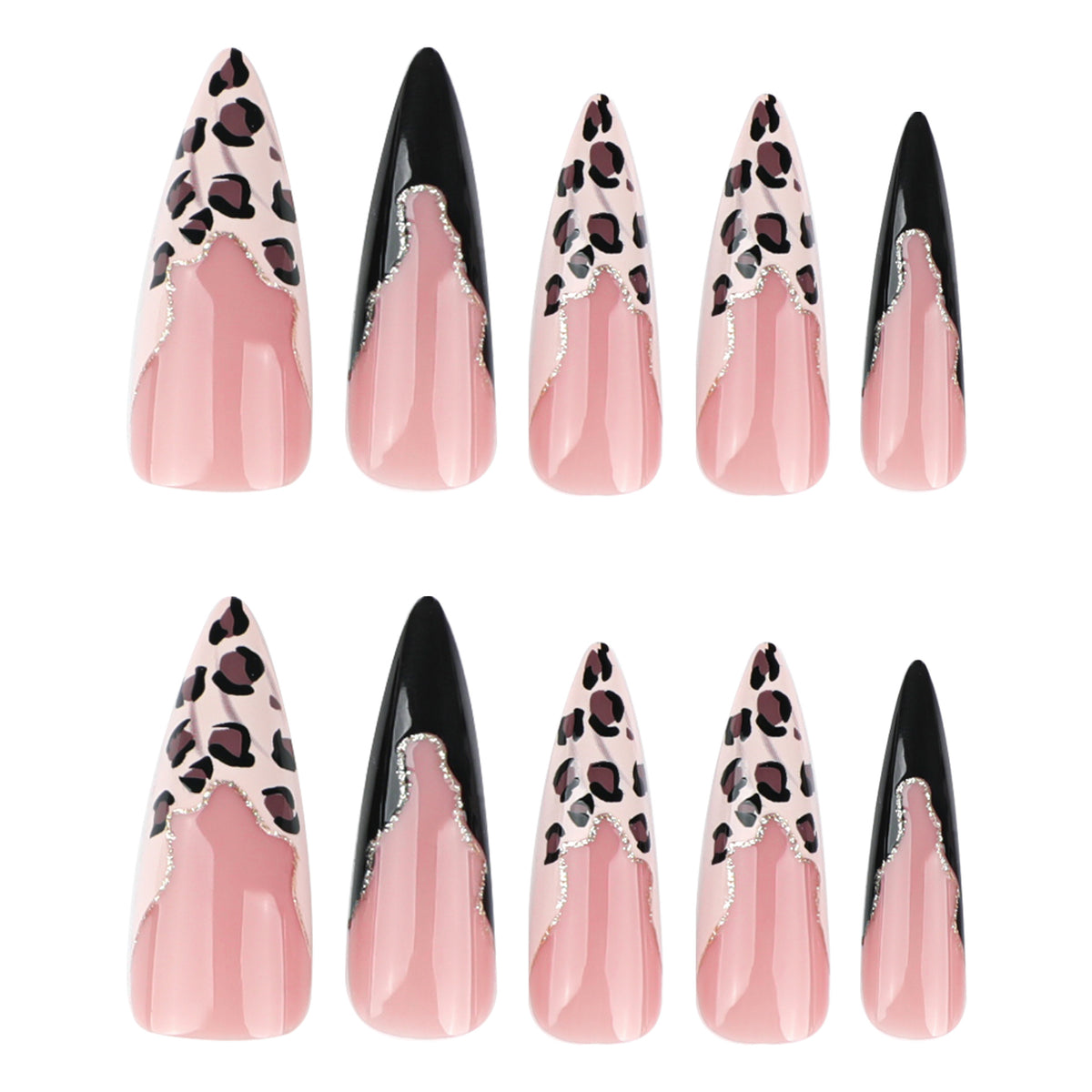 Kunstvolle Stiletto-Nägel im eleganten Leoparden-Design Brehn