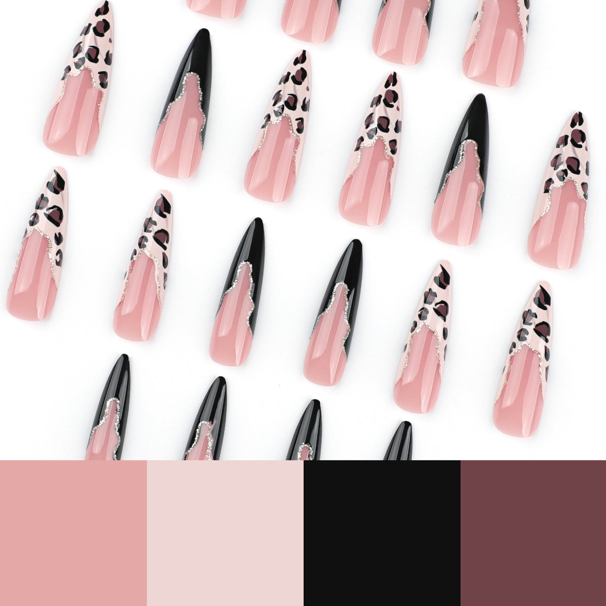 Kunstvolle Stiletto-Nägel im eleganten Leoparden-Design Brehn