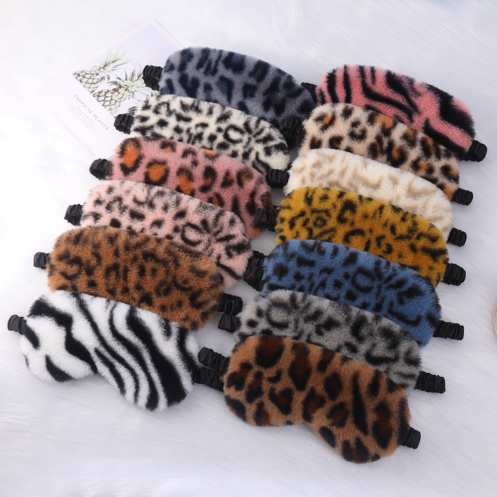 Damen nan luxuriöse Kunstfell Schlafmaske mit Leopardenmuster, extra weicher Polsterung und elastischem Komfortband Brehn