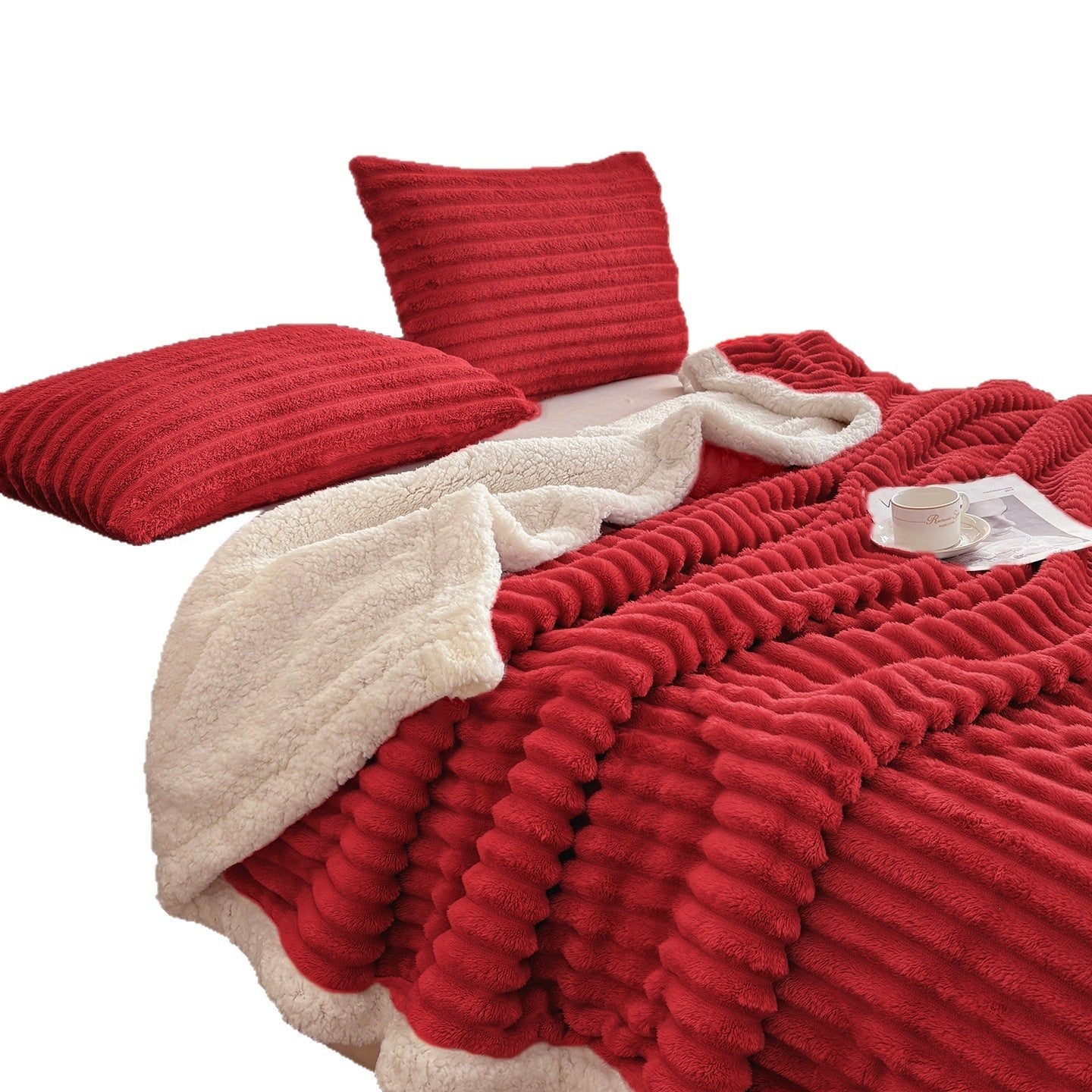 Luxuriöse Plüsch Streifen Fleece Decke