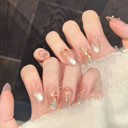 Künstlerische florale Gel Press-On Nägel
