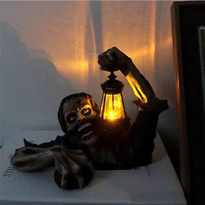 Realistische kriechende Zombie-Wanddekoration mit LED-Laterne und 3D-Relief
