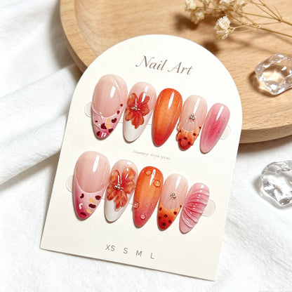 Premium Floral Press-On Nagel Set
