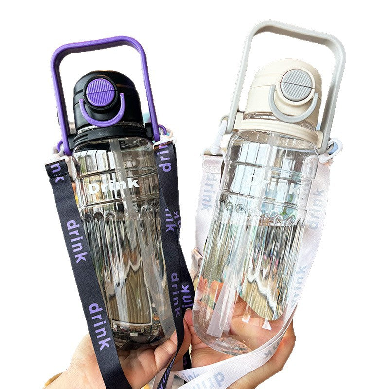 Damen große transparente Trinkflasche mit integriertem Tragegriff Brehn