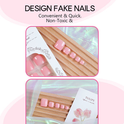 Glänzende Press-On-Fußnägel mit natürlichem Finish Brehn
