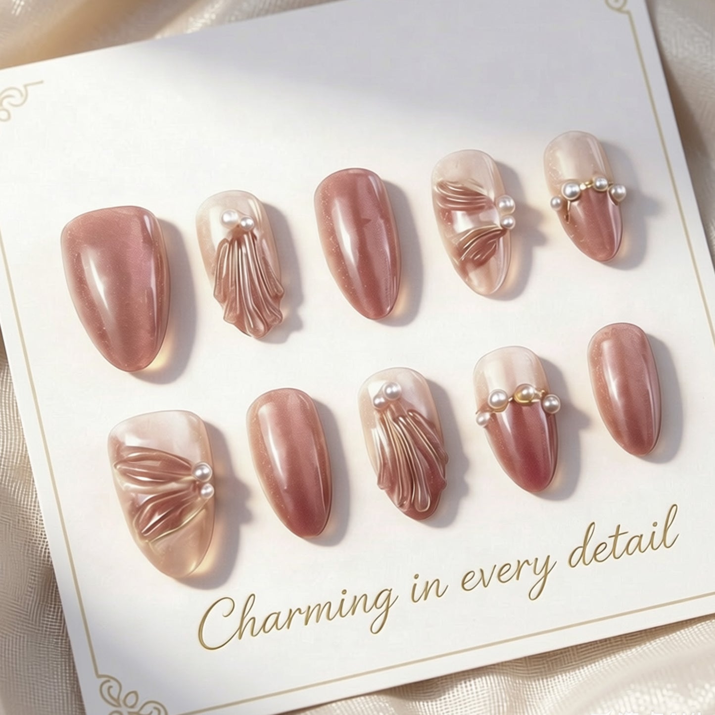 Elegantes Detailliertes Press-On-Nagelset mit Stilvollen Akzenten Brehn