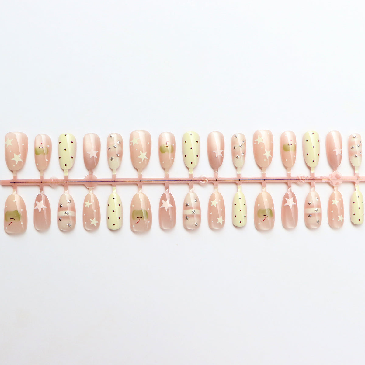 Dekoratives Press-On-Nagelset mit Stern- und Punktdesign Brehn