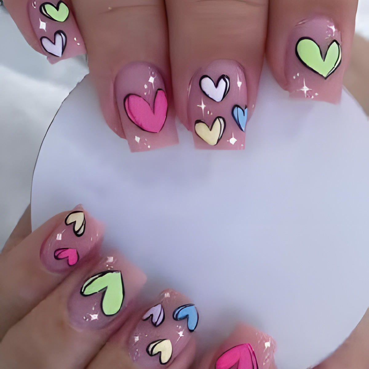 Herz-Design Press-On Nail Set Brehn