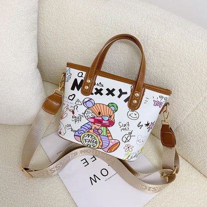 Verspielte illustrierte Schultertasche