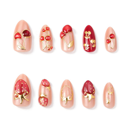 Kirsch-Themen Künstlerisch Press-On Nail Set Brehn