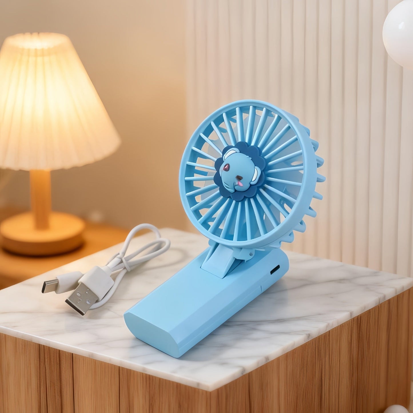 Frauen Tragbarer Mini Handventilator mit Süßem Löwendesign Brehn