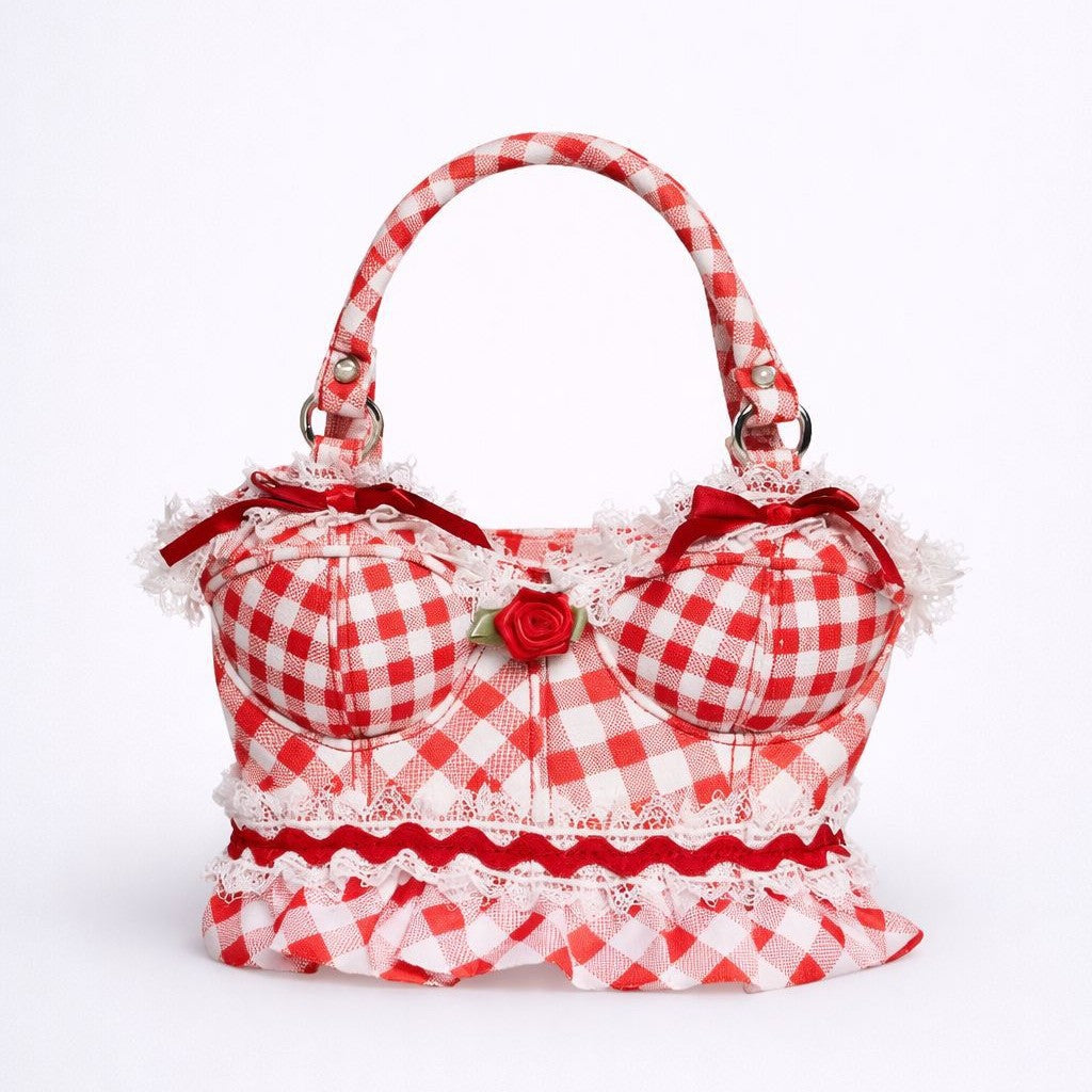Verspielt Gingham Druck Handtasche