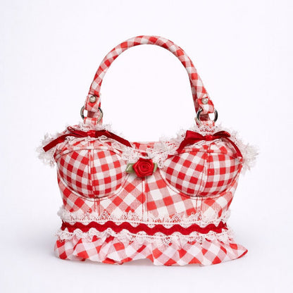 Verspielt Gingham Druck Handtasche