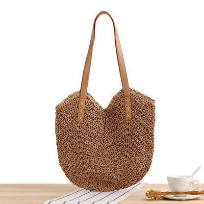 Große Strohtasche mit Lederakzenten Brehn