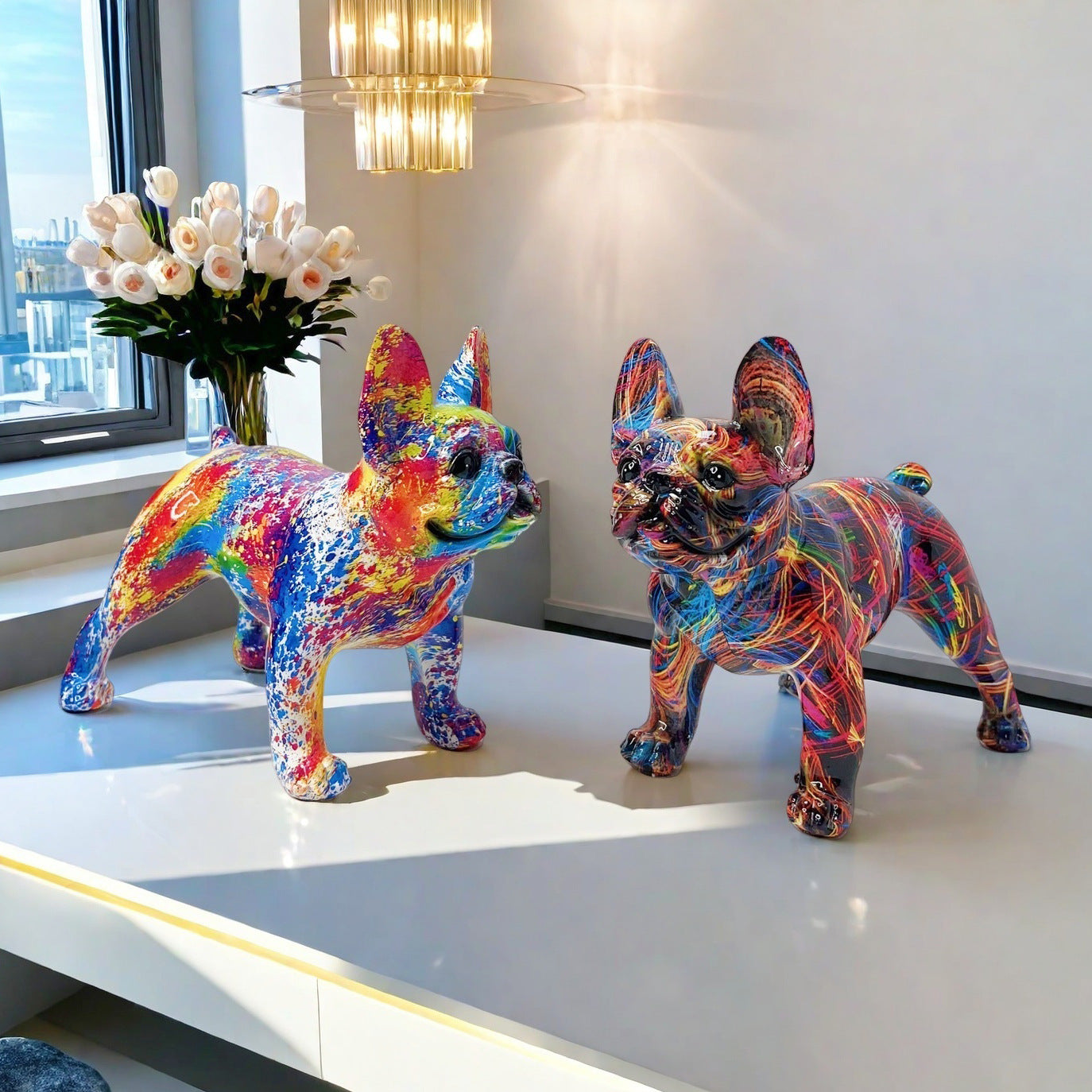 Künstlerische Bulldoggen Skulptur Brehn