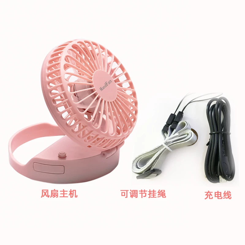 Unisex Einheitsgröße kompakter faltbarer wiederaufladbarer USB persönlicher Ventilator mit neigungsverstellbarem Kopf und Lanyard Brehn